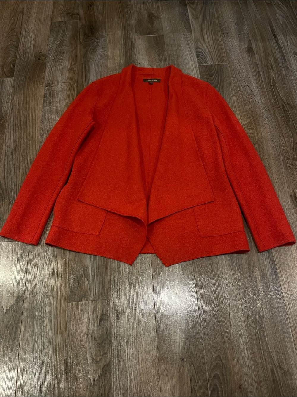 Melanie Lyne 100% Wool Waterfall Jacket Orange Red Size 8